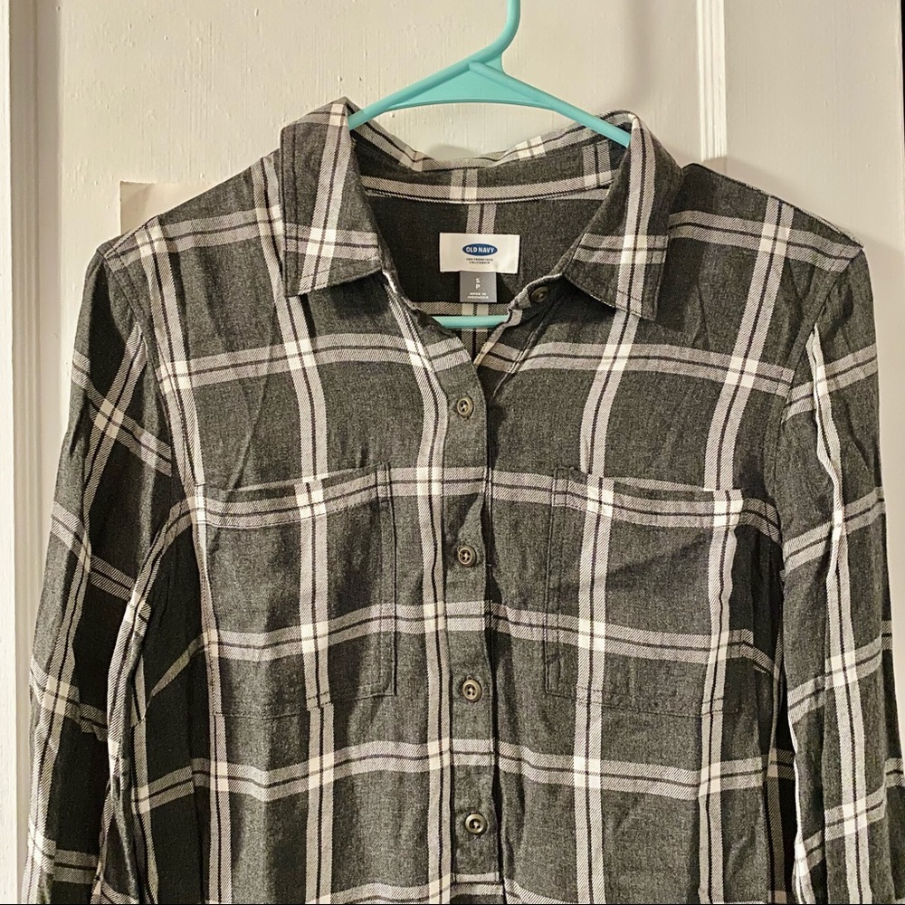 Grey + White Flannel Pattern Dress - Old Navy